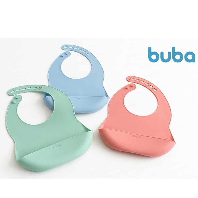 Babador De Silicone Buba Com Pega Migalhas BPA Free Fácil Limpeza e Ajuste Ajustável