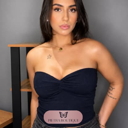 Top Feminino Tomara que Caia Torcido com Nó Modelador