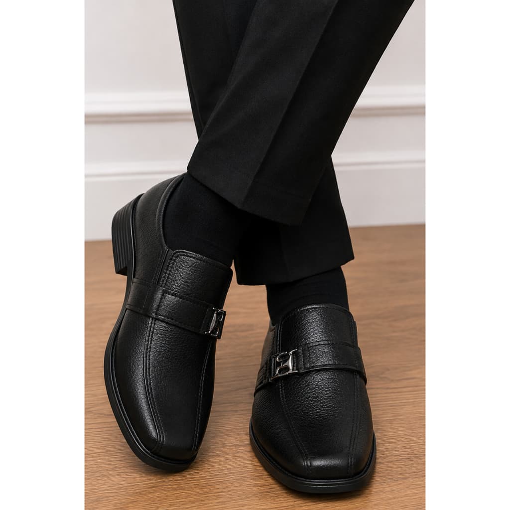 Sapato Social Infantil Masculino Slip On com Fivela | Elegante e Confortável | Numeração 27 ao 36