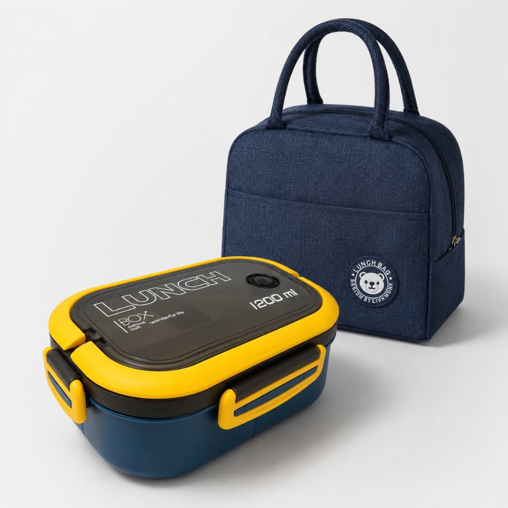 Kit Marmita Lancheira Herméticas e Bolsa térmica lancheira 3 Compartimentos Trabalho Fitness Escola