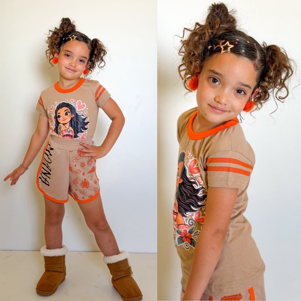 Conjunto Infantil Menina Blusa 100% Algodão + Short Moletinho do 4 ao 12 anos