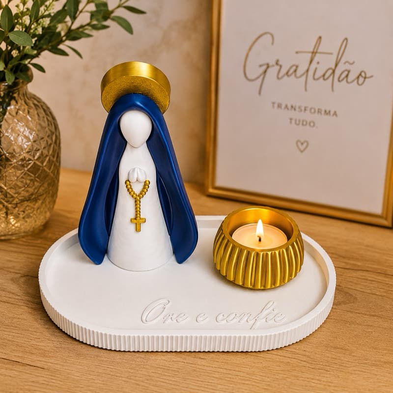 Kit Nossa Senhora Porta-Vela + Bandeja Ore e Confie