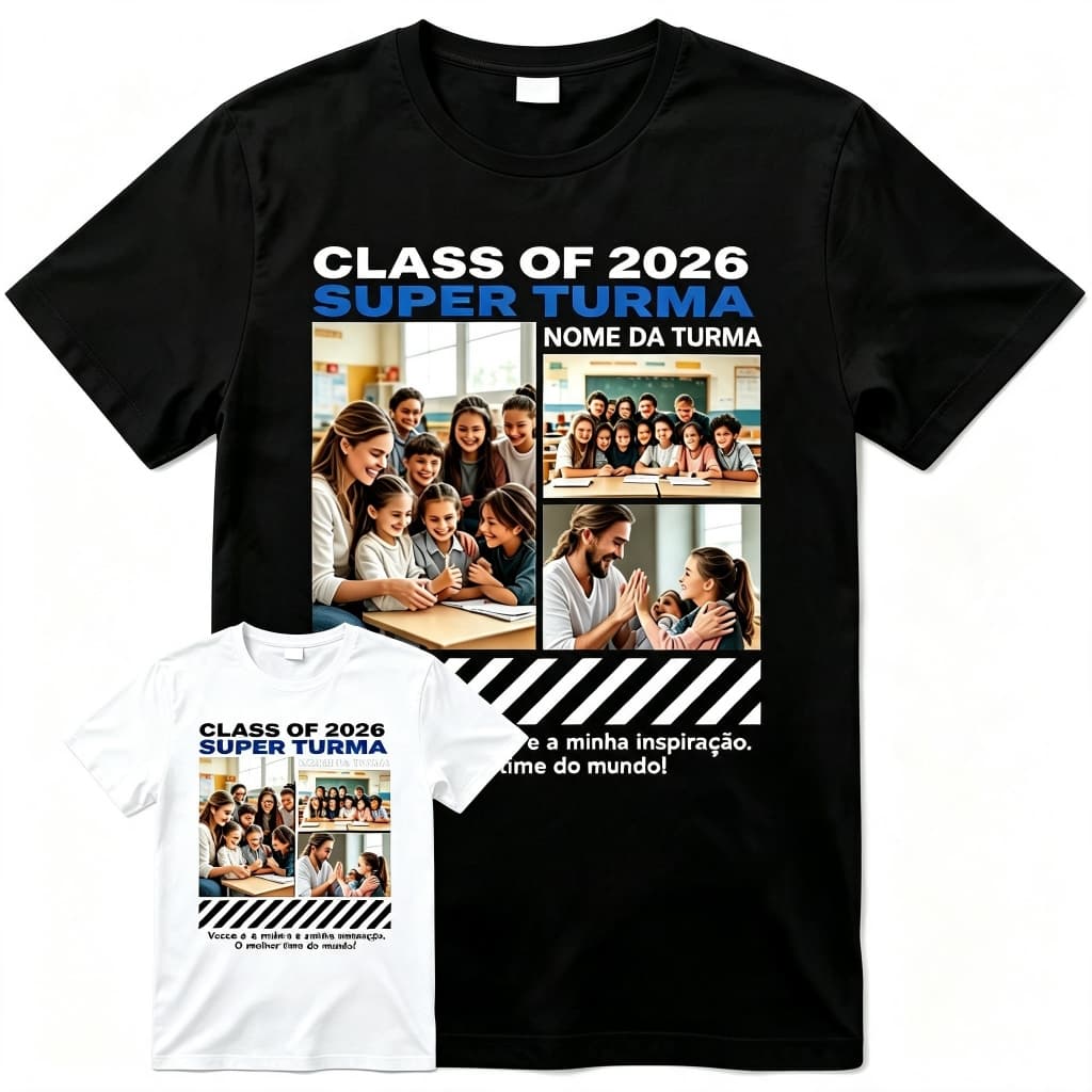 Camisetas personalizadas para turmas: fotos e nomes
