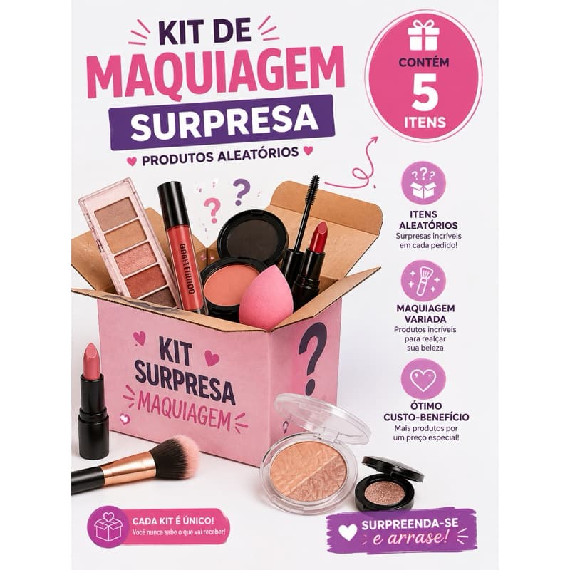 Kit Maquiagem 5 Itens Variados Feminino Make Beleza Cosméticos