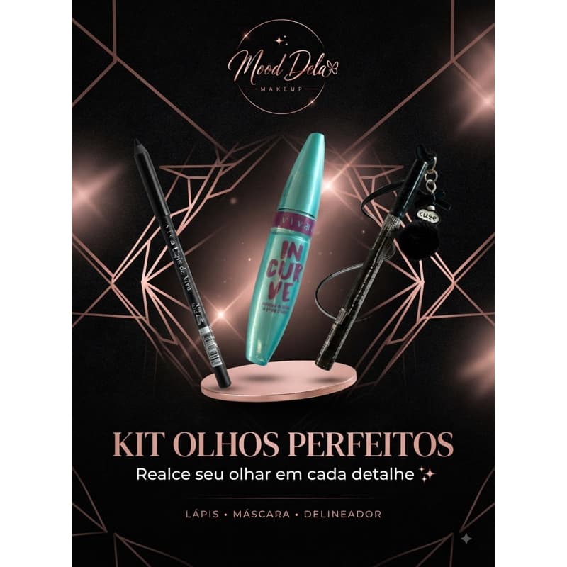 Lápis de Olho + Máscara de Cílios + Delineador kit completo