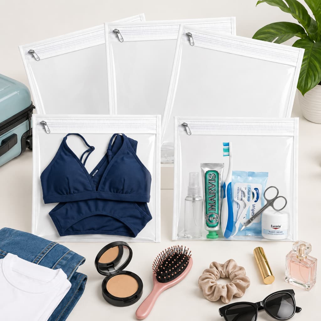 Kit Nécessaire Saquinho Multiuso 20x20cm com Zíper – Ideal para Biquínis e Moda Praia