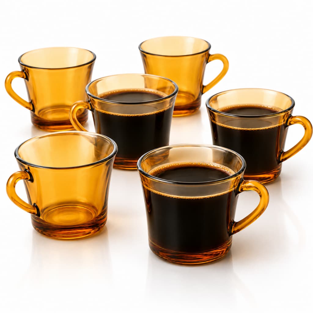 Jogo Com 6 Xícaras Café Chá Cor Âmbar 200 Ml Sem Pires Promoção