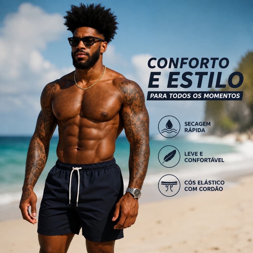 Short Masculino Tactel Microfibra Esportivo Academia Treino Corrida Praia Piscina Natação Verão