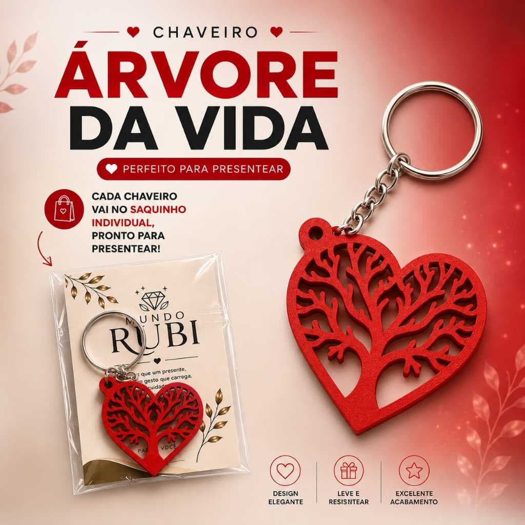 Kit 5 Chaveiros 4cmx4cm Formato Árvore da Vida Presentes Namorados Dias dos Pais Natal Lembrancinhas
