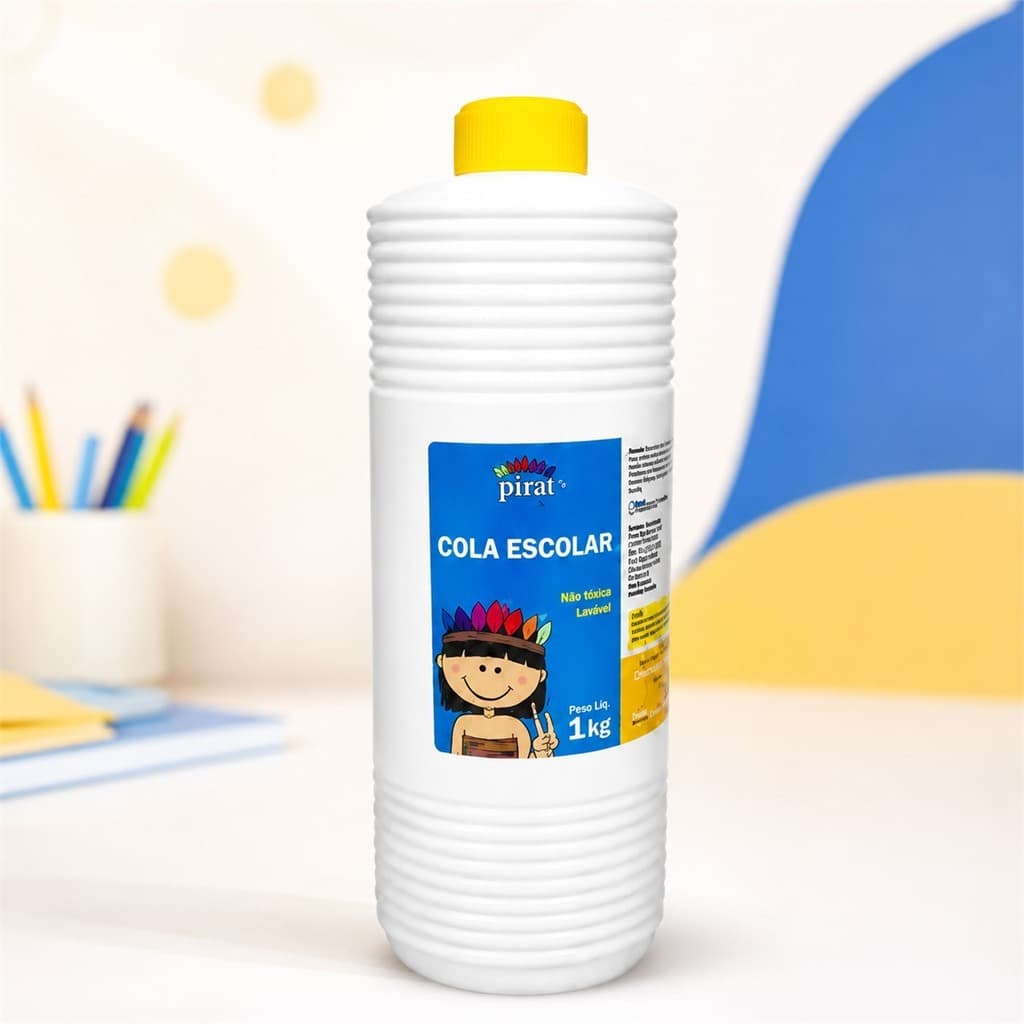 Cola Escolar Branca Piratininga 1kg Lavável Não Tóxica Kit 1, 2 ou 3 Unidades