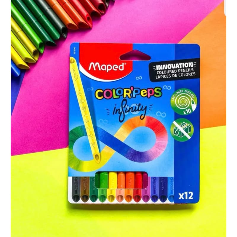 Lápis de Cor Infinito Escolar ColorPeps Infinity - 12 Cores - Maped