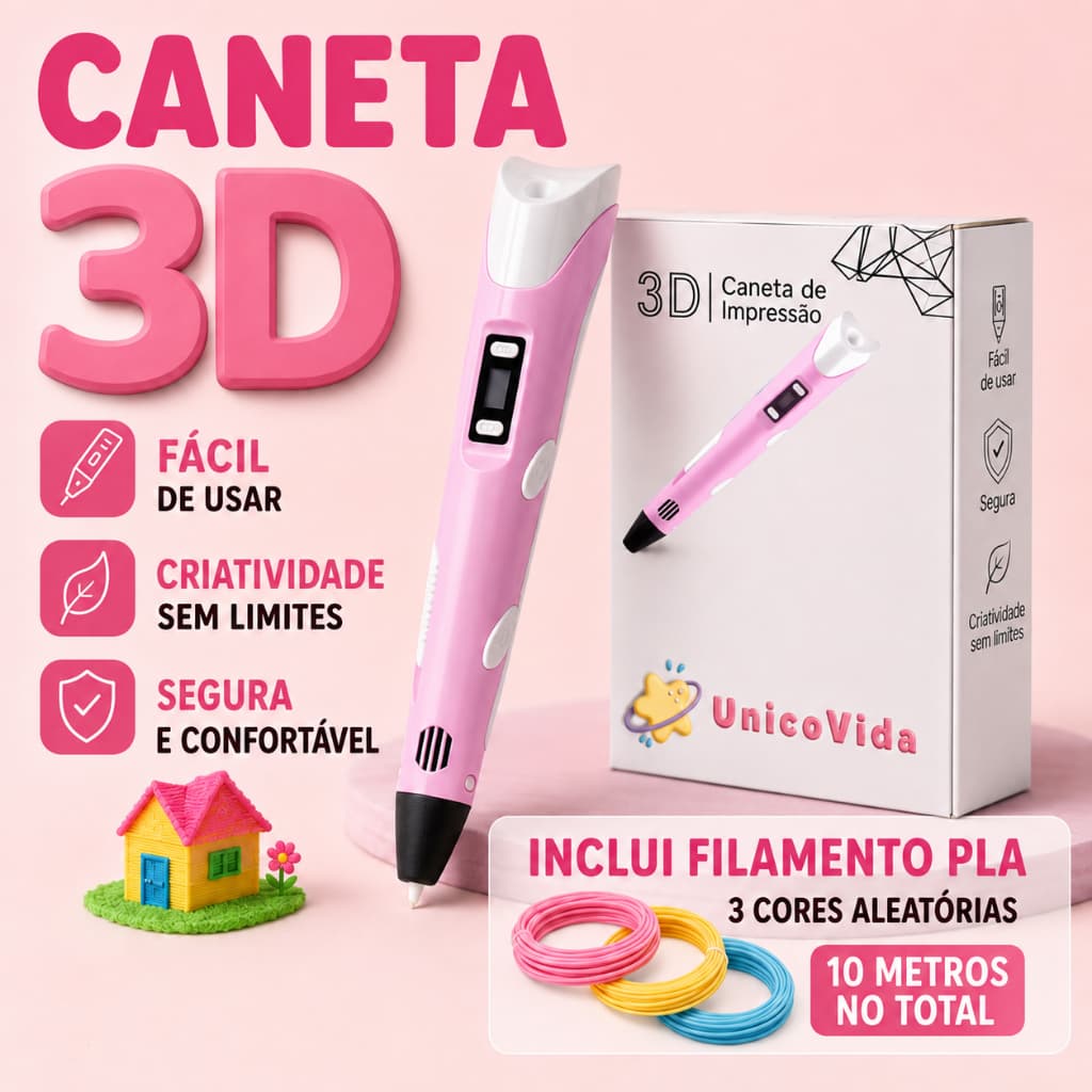 Caneta 3D Gratis DIY 10M Filamento PLA ABS Desenho Magico Presente Educativo Aniversario Criança Brinquedo Criativo
