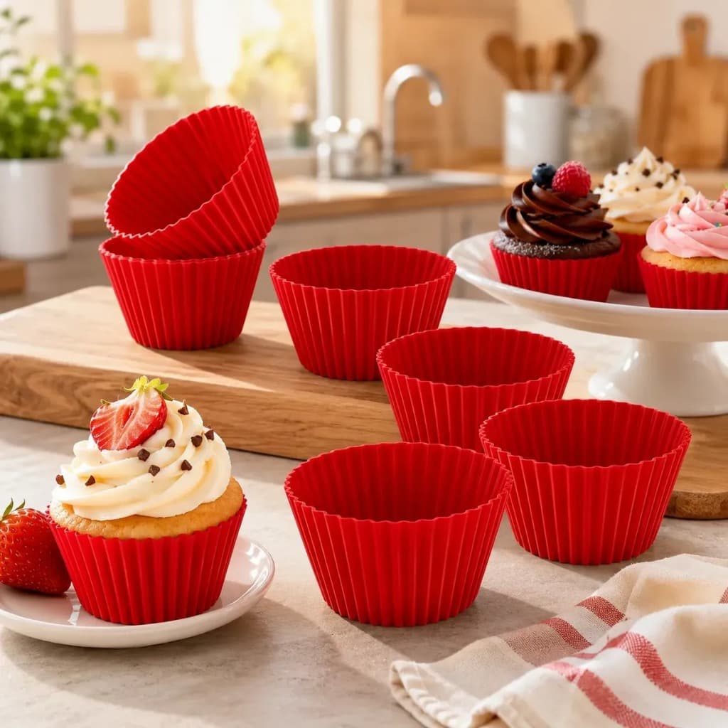 Kit 6 Formas de Silicone Redondas para Cupcake Muffin Empada Tortinha Antiaderente Reutilizável