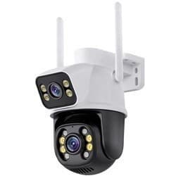 Câmera de Segurança Wifi 4K UHD Dupla Lente Visão Noturna Colorida PTZ 360° Externa IP66 Áudio Bidirecional Q6 8MP