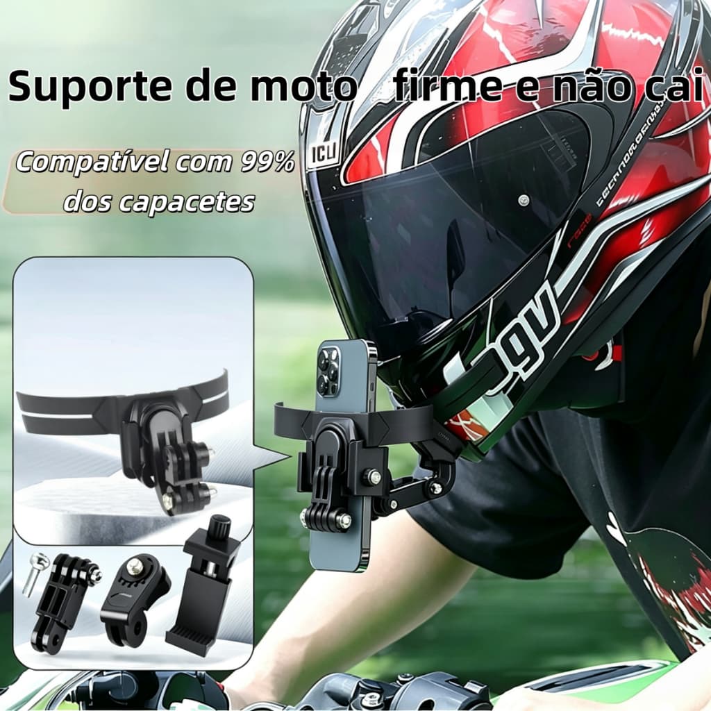 Suporte Para Capacete Queixo Gopro Adesivo Colado Seguro Top