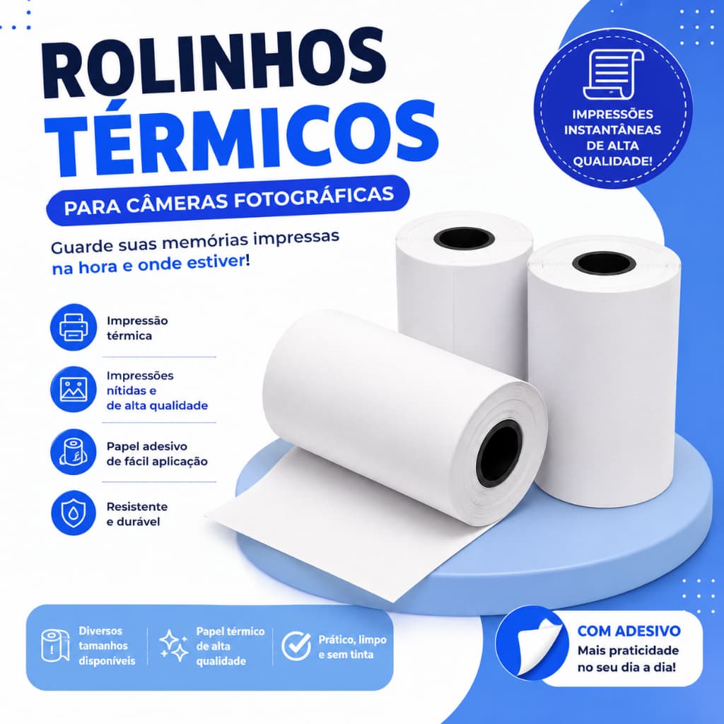 Rolos Refil Papel Adesivo Para Câmera Instantânea Mini Impressora Portátil Térmica Etiqueta Maquina Fotográfica