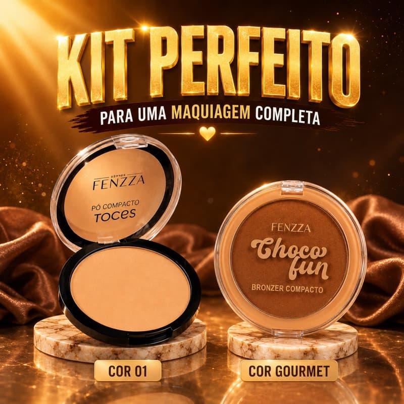 kit pó compacto faces cor 01 + contorno chocofun cor gourmet