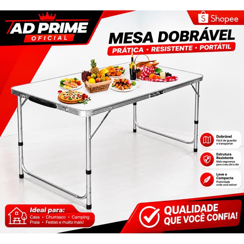 Mesa Dobrável Vira Maleta Com Alça Portátil 1.20m Para Camping Jardim Praia Pesca Mesa Portátil Grande