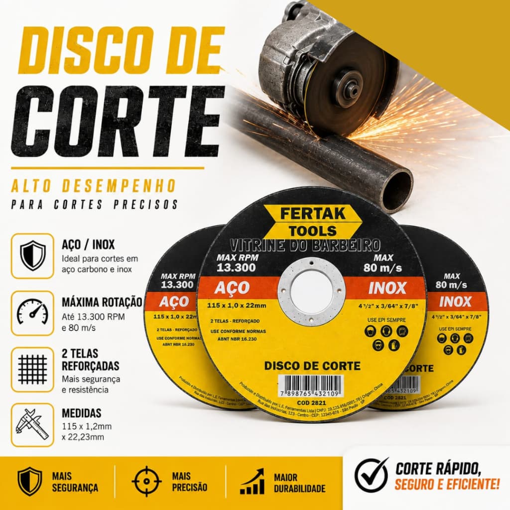Disco de Corte 115mm para Ferro e Aço e Inox Original