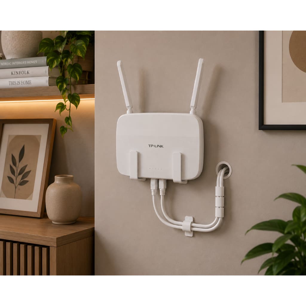 Suporte de Parede para Roteador e Modem Wi-Fi Universal | com Fita Dupla Face 3M