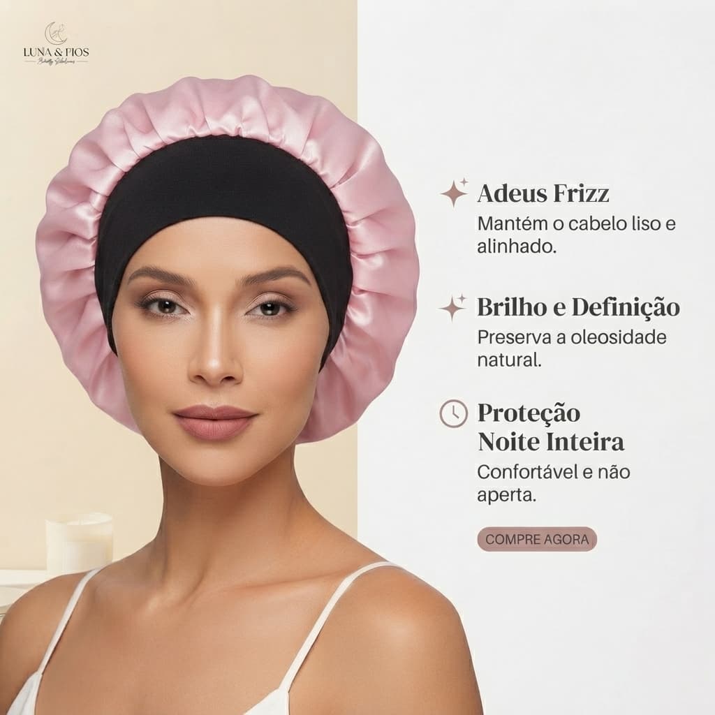 🔥 Kit 10 Toucas de Cetim com faixa – Cores Variadas, Anti Frizz, Proteção Capilar, Sono de Beleza, Atacado Revenda