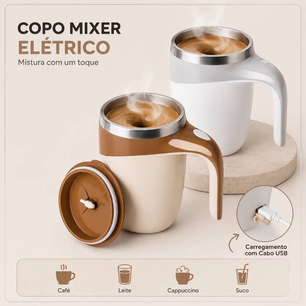 Caneca Misturadora Automática Elétrica  Bateria Recarregável USB