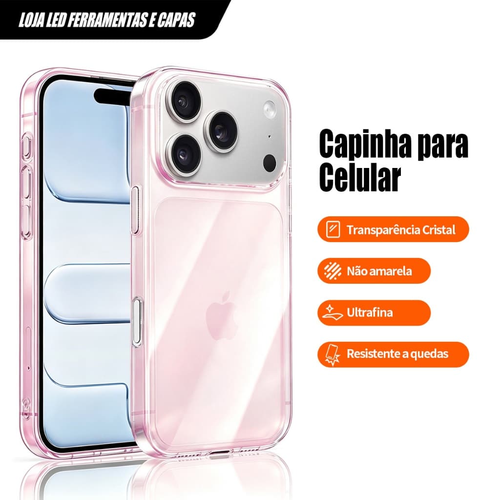 Capa Anti Impacto Transparente iPhone Capinha Acrílico Rígido  Alta Qualidade Para 16 15 14 13 12 11 X
