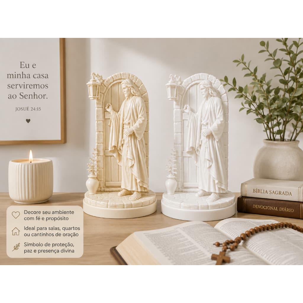 Jesus Batendo à Porta Decorativo 3D em PLA Cristão 15cm