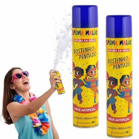 Espuma Maluca Spray Rostinho Pintado 400ml Festa Carnaval Neve