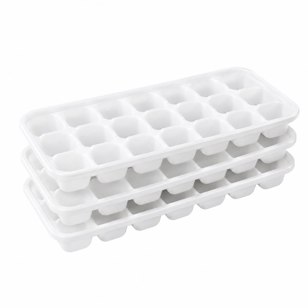 Forminha De Gelo Forma Para Geladeira Congelador Freezer Molde de Gelo Bebidas Sucos Plástico 21 Cubos  Kit 3 UND