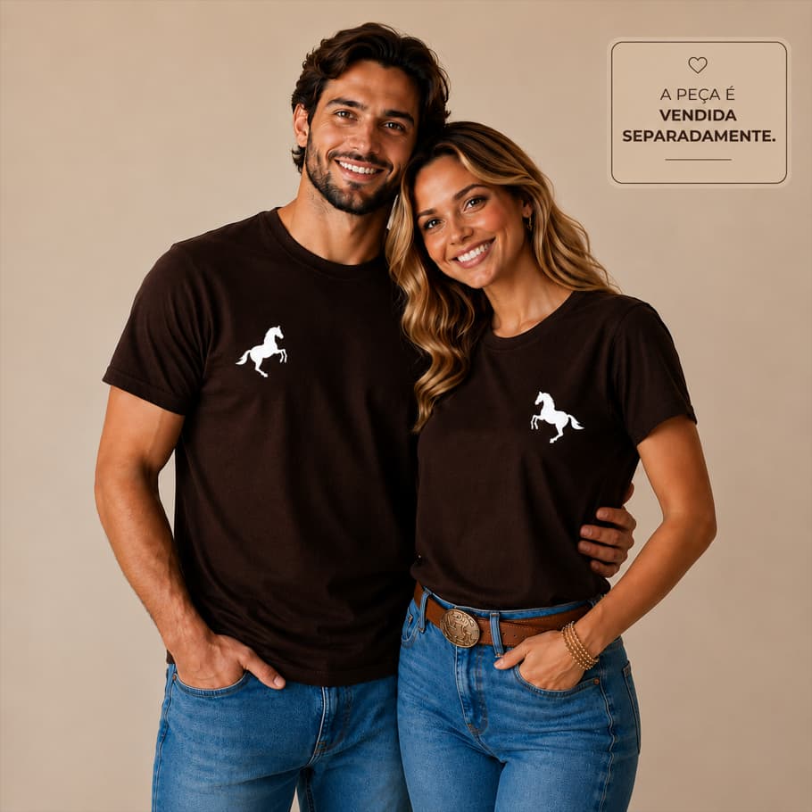 Camiseta De Algodão 1 PEÇA Silhoueta Cavalo e Égua Peito Amor Afeto Linda Presente Namorados Relacionamento