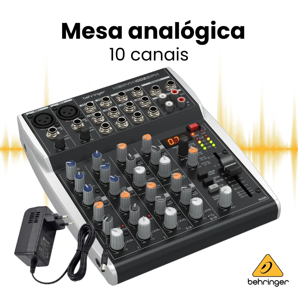 Mesa de Som Profissional Mesa de Som Behringer Xenyx 1002SFX Mixer Som Console