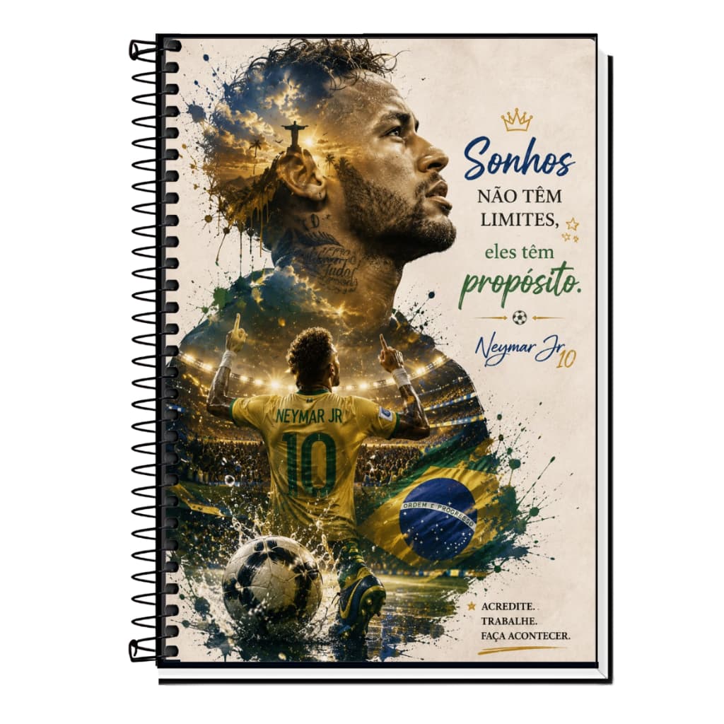 Caderno Personalizado Neymar 2026 | Capa Dura |1 a 20 Matérias |Escola, Organização.