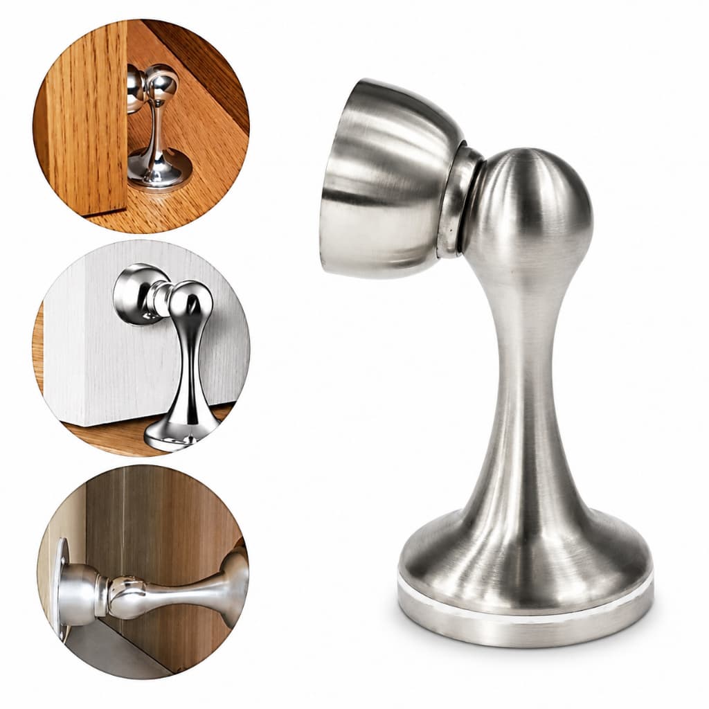 Prendedor Fixador Trava Porta Inox Magnético Cromado Renna Batente Fixador Imã Piso Parede Trava Porta Fixação