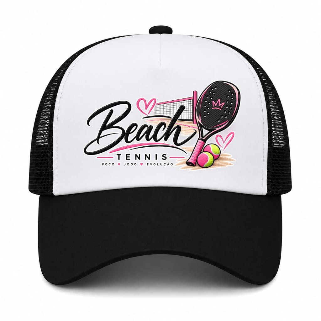 Boné Feminino Trucker Beach Tennis DTF Feminino Praia Raquete