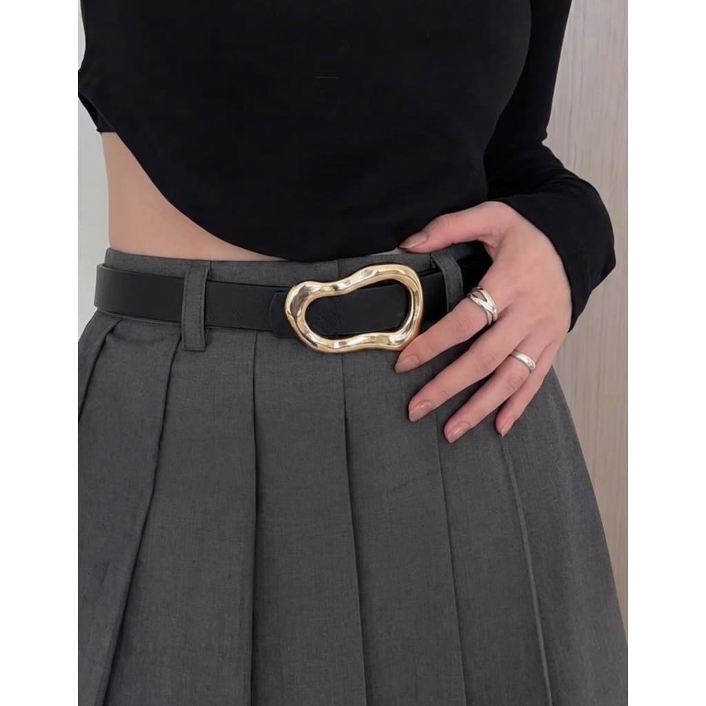 Cinto Feminino Fivela Dourada Orgânica Moda Fashion Blogueira Outono Inverno