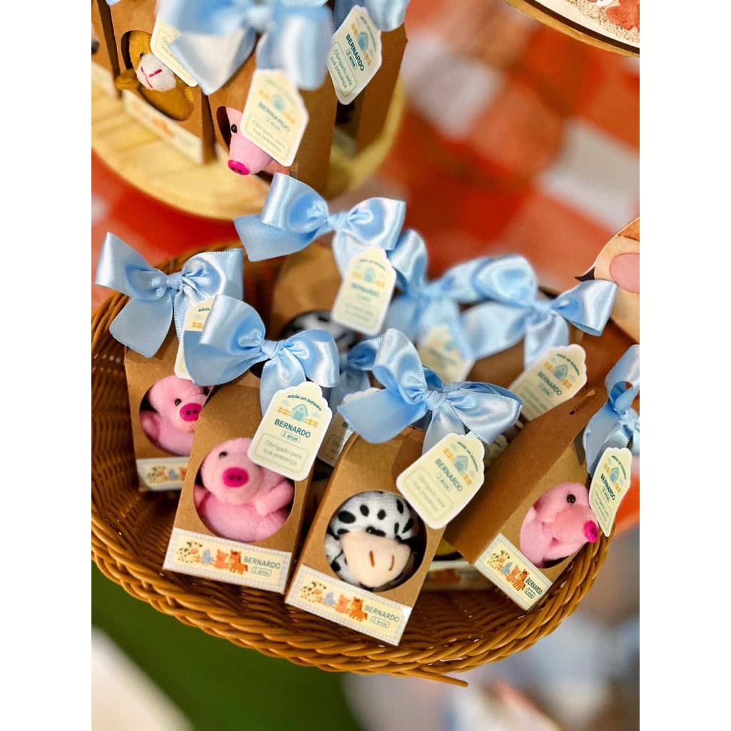 10 Lembrancinhas Personalizada Fazendinha Pelúcia 6 cm na Caixa