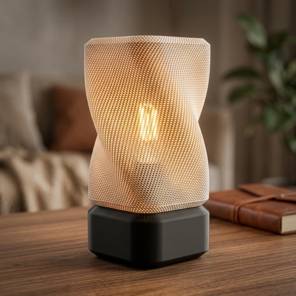 Luminária Retrô Retangular 3D E27 – Abajur Decorativo Moderno