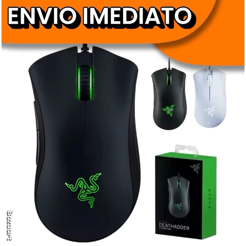 Mouse Gamer Razer DeathAdder Essential com Fio – 6400 DPI, 5 Botões, Ideal para PC e Laptops