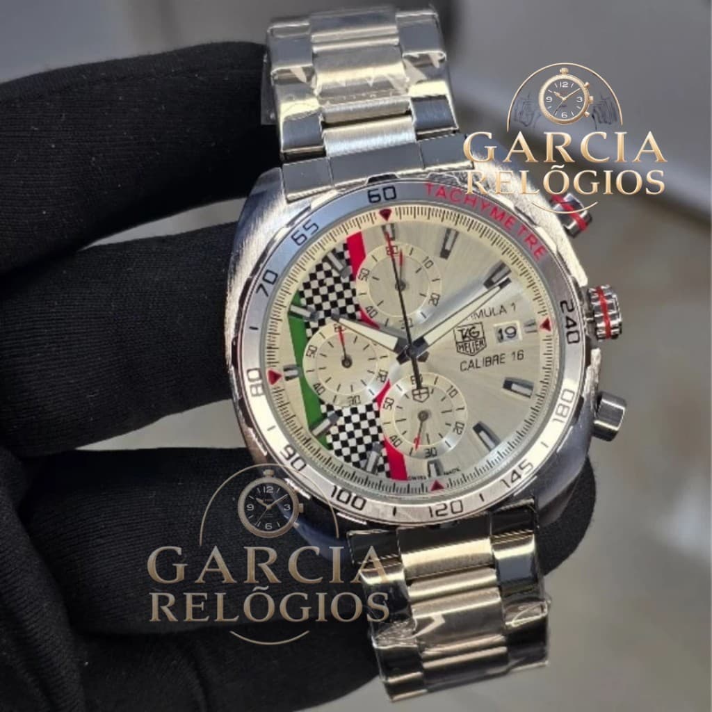 Relogio Masculino TGF1 TACHYMETRE - Luxo em Prateado com Caixa