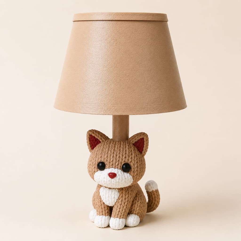 Luminária Infantil Gato Abajur De Mesa Quarto Bebê Criança Decoração Gatinho Presente 28cm