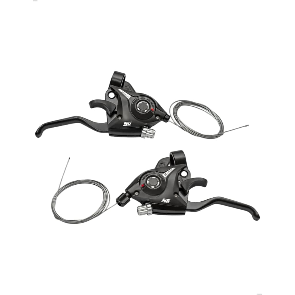 Alavanca Câmbio Sunrun V-Fire 3x7 21V Alumínio com Cabo Bicicleta Bike MTB Preta