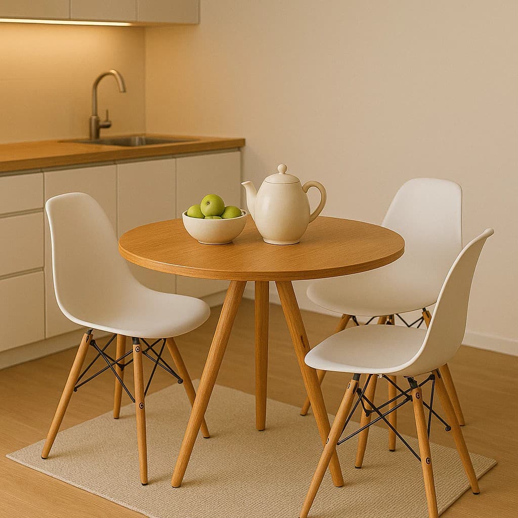 Mesa Tripé Redonda 70cm Pés em madeira para Sala de Jantar/Cozinha Decorativa
