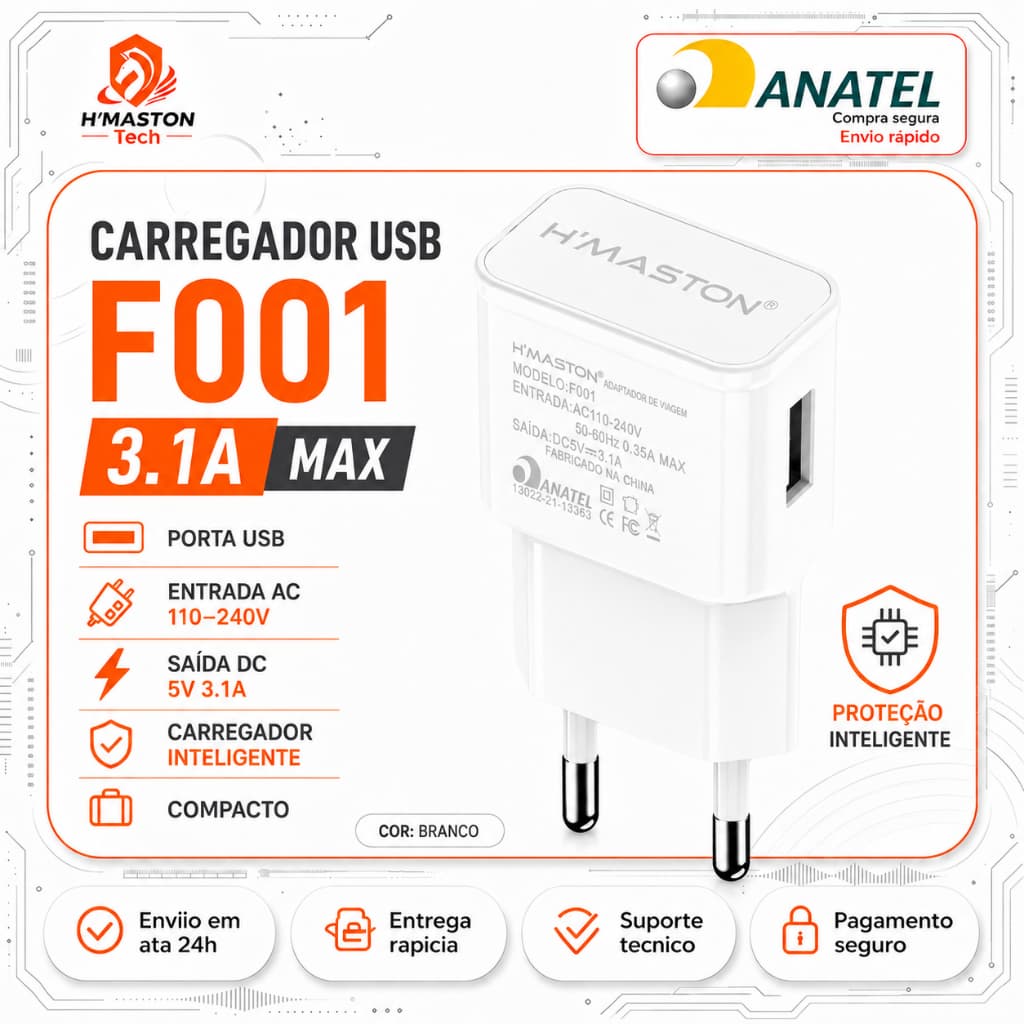 H'maston F001 Cabeça De Carregador De Celular Carregador Celular Carregador Para Celular