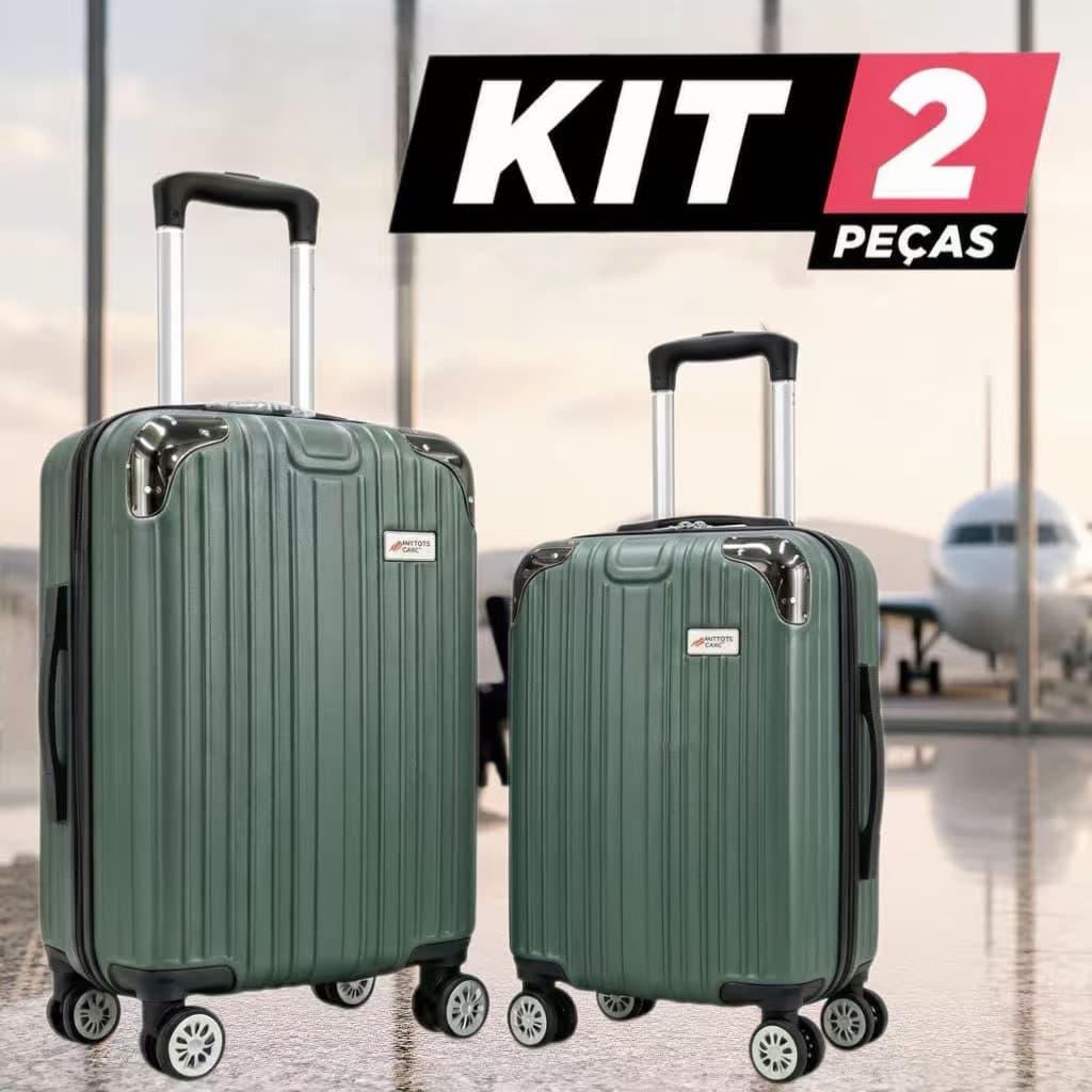 KIT MALA DE VIAGEM ABS com roda 360 malas viagem de bordo conjunto 2 ANAC menor preço promoçao