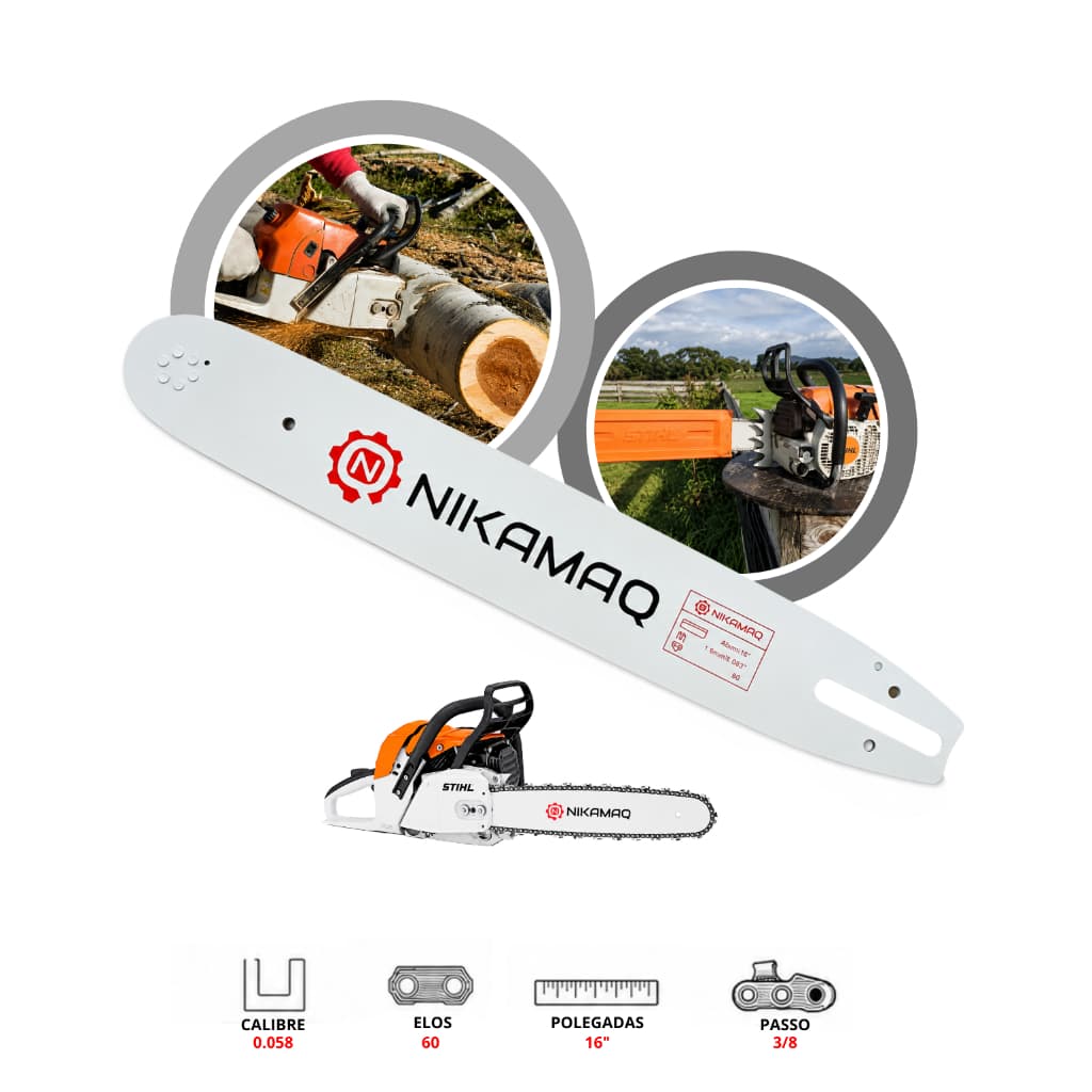 Sabre Saibro Faca Facão 16" Polegadas 40CM Para Motosserras Stihl MS038 MS380 MS381 MS382