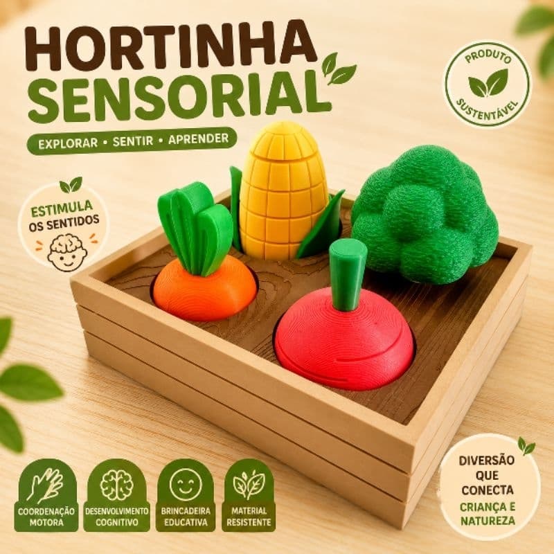 Hortinha Sensorial Infantil | Brinquedo Montessori Educativo Coordenação Motora Dia das crianças| articulado | TDAH tea