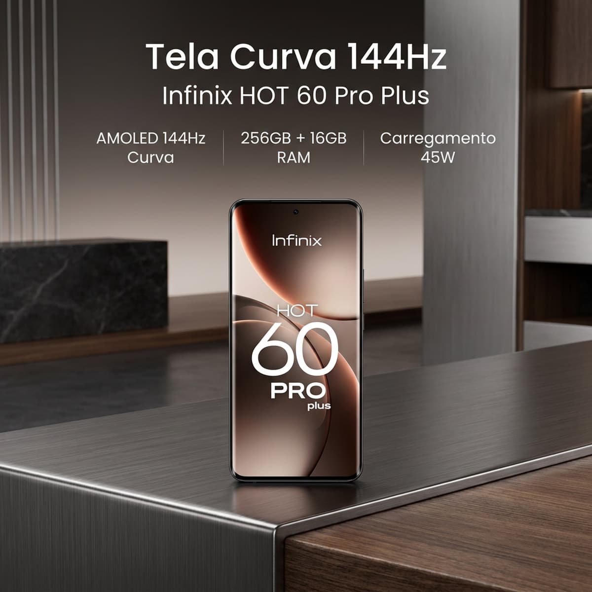 Celular Infinix Hot 60 Pro Plus 16GB RAM 256GB Smartphone Android tela ampla desempenho fluido para