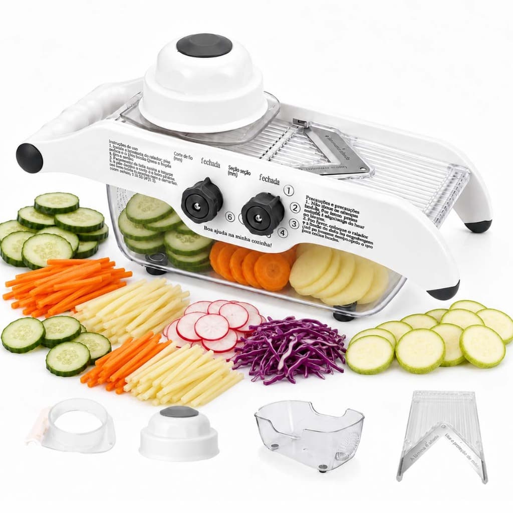 Cortador Mandoline Ajustável de Aço Inoxidável, Cortador de Legumes, Ralador, Cortador de Cebola