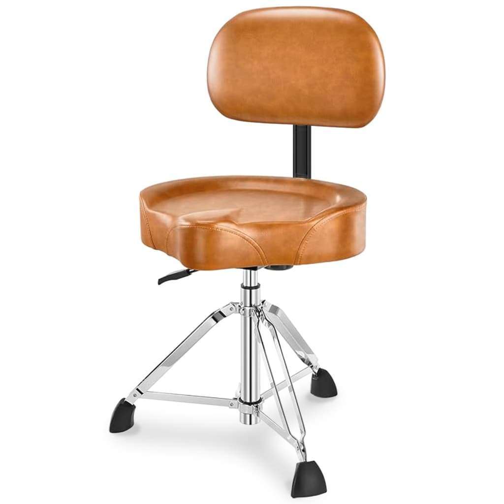 Banqueta Hidráulica Para Bateria Com Encosto Ajustável Altura Ajustável 62,5–85 cm, Base Tripé Antiderrapante